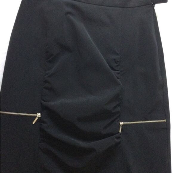 Iris Singer Skirt Women’s Size 8 Color Black Puckered Front Silver Zippers - Picture 3 of 12